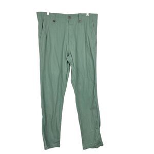 Vince Camuto Pants Men 34 x 32 Green Flat Front Straight Leg Solid Casual Cotton